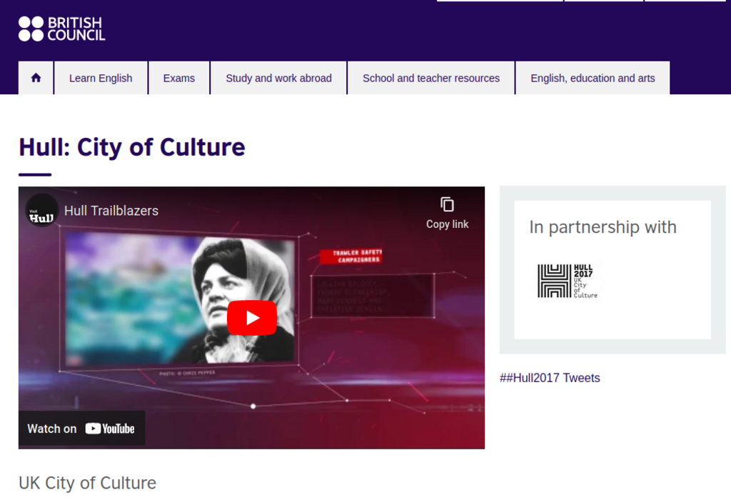 screenshot from Hull City of Culture project